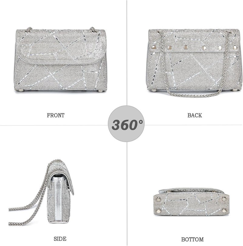 BBTT.ful Shoulder Bags Crossbody Bag Purses Handbags Crystals Rhinestone Evening Bag for Women Clutch Purse with Chain - Image 3